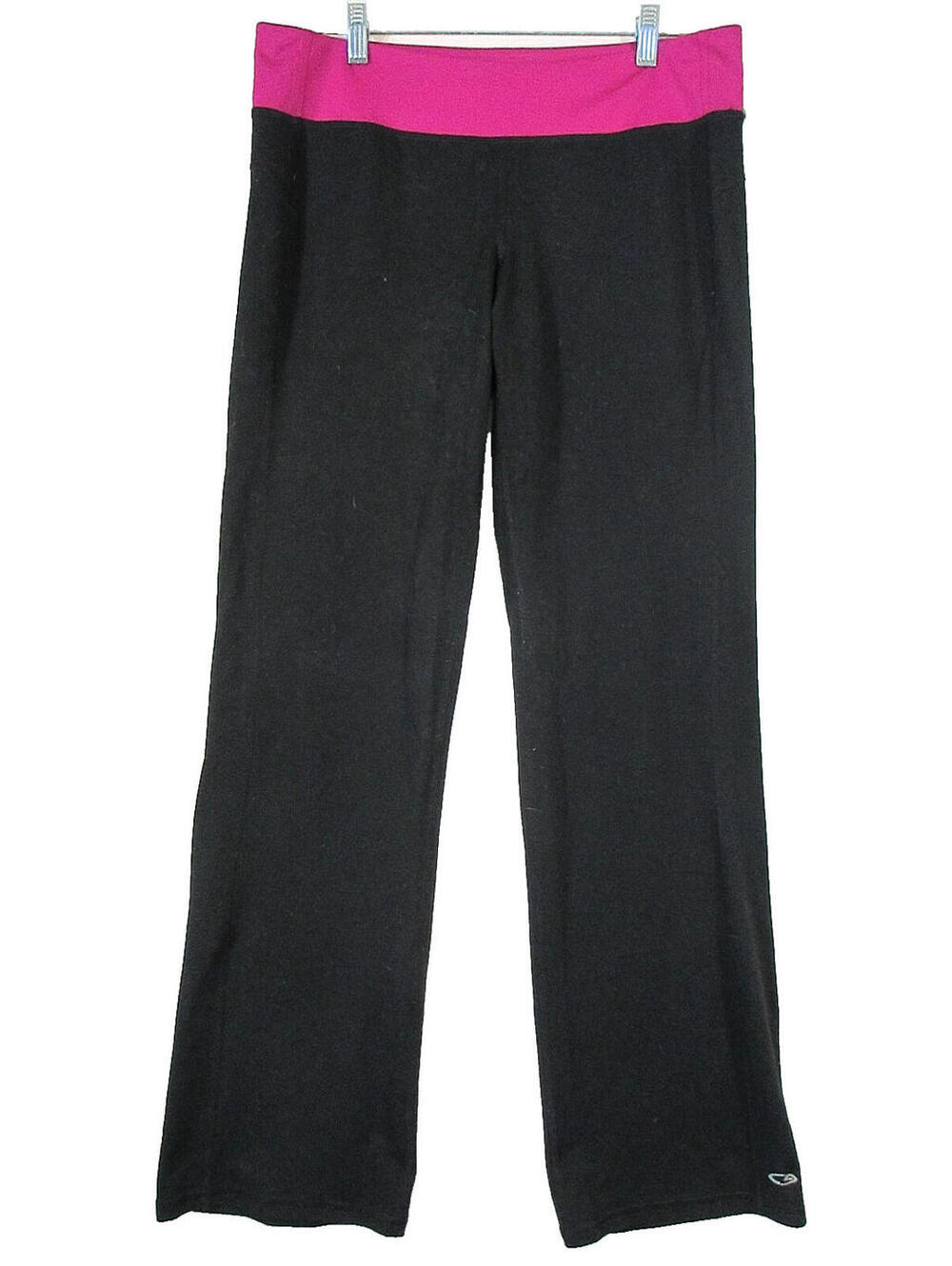 Champion Womens Mid Rise Crop Pants Elastic Waist Straight Leg Size L Black